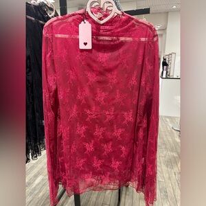 Burgundy NOT bright red Lace Shirt Topper